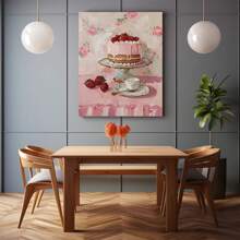 Abstract Masculine Wall Art Pink Cake Girl Artwork Wooden Frame Framed Canvas Art Paintings Bathroom -Abstract Modern Artwork Decor- Abstract Wall Art Decor -Modern Minimalist Canvas Wall Decor-  Abstract Prints Pictures Kitchen Framed Ready To Hang Large Prints Picture Poster For Living Room Bedroom Bathroom Wall Decor Office Poster Artwork(Pink)