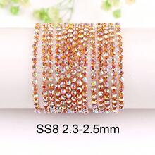 SS6-16, 2-4mm, 2 Yards/Pack, Crystal Rhinestone Chain, Champagne Gold Metal Base, Sewable & Glueable Cup Chain Decor, Sewing Glass Rhinestone Trim Ribbon, DIY Accessories, Suitable For Clothing, Crafts, Shoes, Bags, Mugs, Bottles, Cups, Phone Cases - Multicolor - View 26