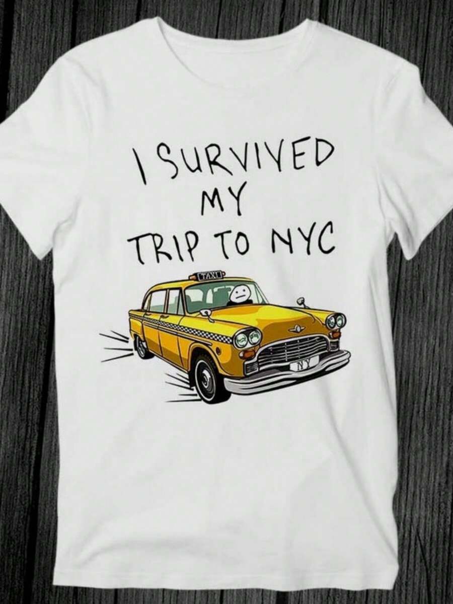 I Survived My Trip To NYC Spider Movie T Shirt Featuring Witty Design Short Sleeve Casual Style Standard Garment Style Suitable For Spring And Fall Hand Wash Recommended For Business Casual Gatherings And Daily Use With T Shirt Sweatshirt Casual Wear Tops Plus Size Clothes Business Casual Y2k - 白色 - 查看 1