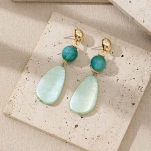1 Pair Handmade Bohemian Style Resin Water Drop Dangle Earrings For Women, Unique Design & Colors, Irregular