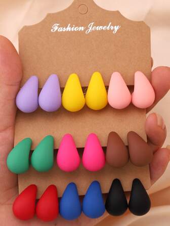 6pcs-18pcs Multicolor Acrylic Water Drop Shiny Elegant Casual , Dopamine Candy Girl Party Birthday Gift