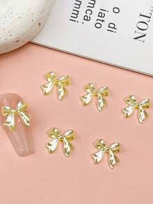 100Pcs Viral Bowknot Nail Charms - Pearl-Iridescent Woven Ribbon Bows With Hypoallergenic Resin Base, Flat-Back Embellishments For Press-On Nail Art Nail Supplies Nails Nail Gems - Multicolor - View 15