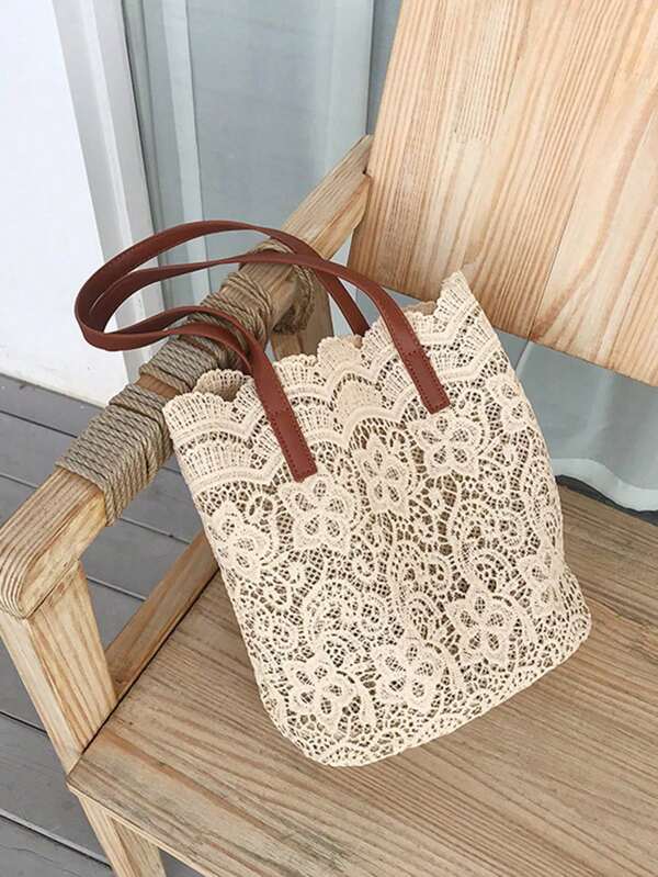 Bolso de mujer de estilo elegante - Diseño de flor de encaje, ligero y práctico para viajes, trabajo y uso diario