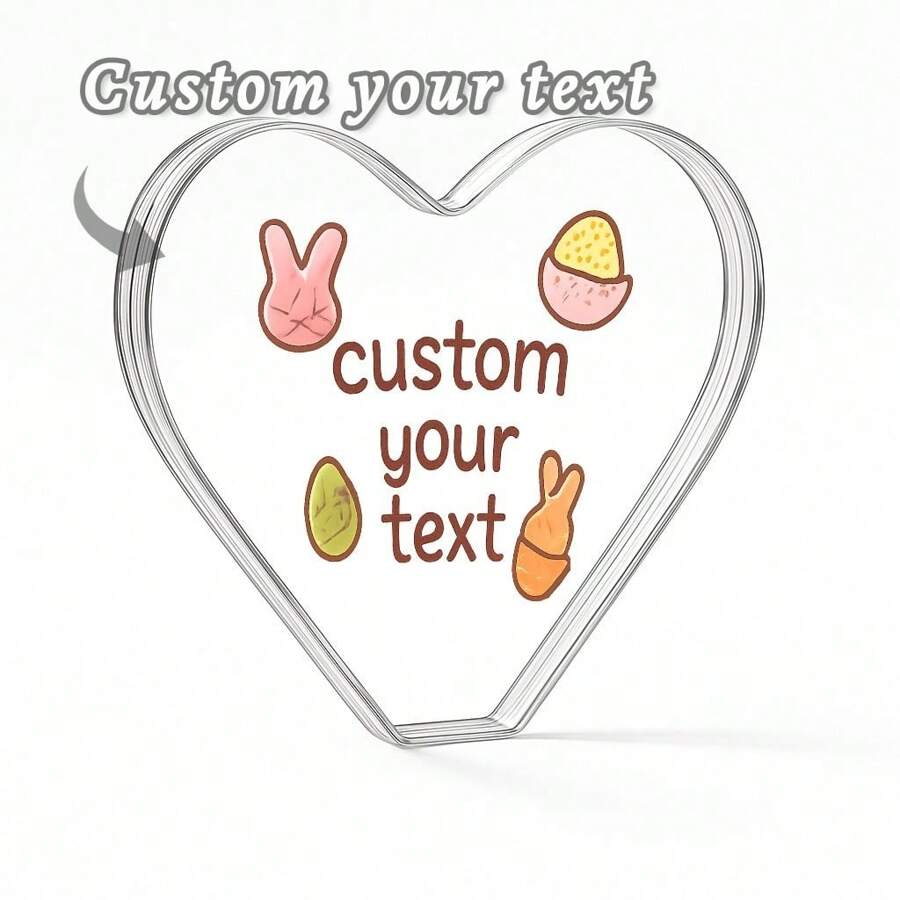1pc Acrylic Decorations Custom Easter Acrylic Heart Plaque With Carrots, Personalized Spring Holiday Decor For Easter Table, Cute Gift Idea For Children, Girlfriend, Or Family, Bunny And Carrot Theme Ornament, Transparent Acrylic Block For Easter Sunday Display, Thoughtful Keepsake For Easter Party