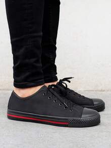 tenis choclo urbano mujer hombre versatiles tenis de lona calidad premium color negro blanco 22-28mx transpirable al caminar gym tenis casales ideales para andar todo el día suela de goma antideslizante resistente al desgaste para mujer fashion bota lona resistente deportivo confort moda unisex - Negro - Ver 2