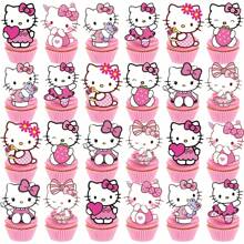 25pcs/Set Hello Kitty Cake Fork Picks, Home Party Cake Decoration DIY, Campus Party Supplies