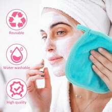 1pc Plus Size & Thick Flannel Makeup Remover Face Towel, Super Soft Cleansing Design, Random Color
