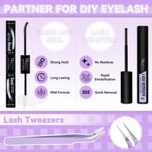 QUAFFLY Lashes 5 Styles Lash Clusters Kit, Volume/Mega/Full/Bottom Eyelash Clusters Extensions With Lash Bond And Seal, Remover,Wrist Strapand Lash Extension Tools For Beginners And Proficient, DIY At Home Easily - 黑色 - 查看 8