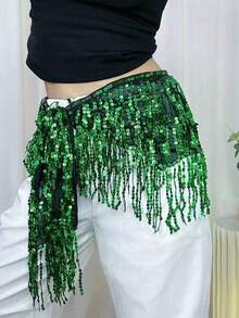 Draped Sequin Fringe Hip Accent, Dance Performance & Rave Costume Accessory - Multicolor - View 13