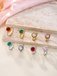 1 pieza Anillo de acero inoxidable chapado en oro de 18k con diamantes para mujer, accesorio elegante y de moda adecuado para uso diario, vacaciones, citas, regalo