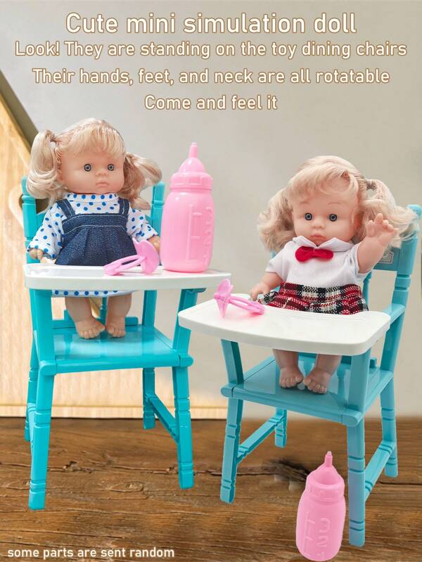 Juguetes de muñecas realistas en miniatura, muñecas realistas de 22cm lindas para niños, incluye accesorios como chupete, botella, cama, cochecito, trona, ropa, excelente regalo de cumpleaños o navidad para niñas