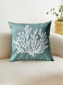 All Seasons Seaside Style Outdoor Waterproof Fabric Coral Embroidery Pillow Cover For Home Decor - Navy Blue - View 11