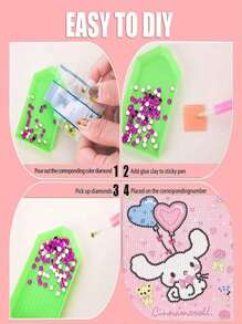 Sanrio Kit de pintura de diamantes de Kuromi de Sanrio, materiales DIY hechos a mano para niños, regalo de cumpleaños para niños, pintura de diamantes, adorno de escritorio para decoración interior