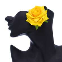 4 pares de pendientes elegantes con flores de rosa de terciopelo, aretes con flores 3D exagerados, joyería nupcial de alta gama, accesorios de moda, regalo de estilo vacacional para mujeres