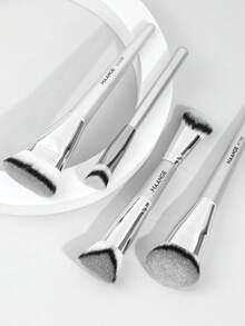 MAANGE 4/6/17/18pcs High-End Ultra-Soft Multifunctional Handheld Makeup Tools Kit Foundation Brush Powder Brush Blush Brush Concealer Brush Contour Brush Nose Contour Brush Eyeshadow Brush Detail Brush Face Brush Highlighter Brush Natural Synthetic Hair Dual Use Professional Cosmetic Brush For Daily Makeup On Face For Blending Liquid, Cream Or Flawless Powder Cosmetics Gift For Women & Girl - Silver - View 7