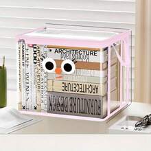 1pc Cartoon Storage Box, Foldable Dustproof Storage Rack, Transparent Zipper Storage Bag, Portable Handle Multi-Function Large-Capacity Toy Box, Suitable For Office, Home, Teacher Supplies, School Study, Stationery Supplies, Back-School Season Gifts,Back To School,School Supplies