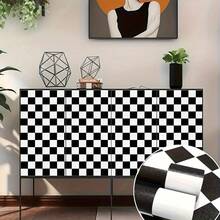 1 卷自粘木纹瓷砖贴纸，房间装饰墙壁乙烯基壁纸，适用于卧室、厨房、旧木门、家庭装饰客厅翻新、颜色变化、隐藏瑕疵壁纸卷 - 黑白 - 查看 3