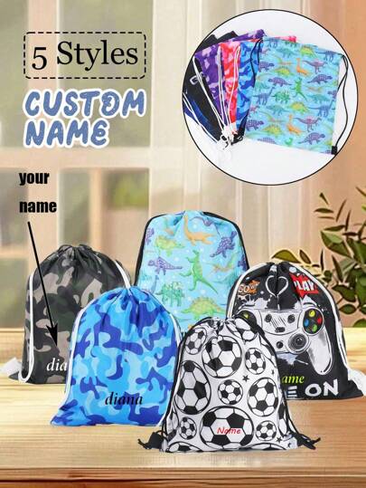 1pc Customizable Sports Drawstring Pocket, Can Be Printed With Personalized Name Or Holiday Greetings. Customize Your Own Bag. This Backpack Is Suitable For Girls, Boys, Teenagers, Daily Use, Including Going Out, Travel, Sports, Swimming, Mountaineering And Other Outdoor Sports.