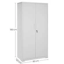 Meuble de Rangement Bureau, en Acier, Placard, 5 Niveaux, 40 x 60 x 180 / 40 x 80 x 180 cm, Doubles Portes, Serrure, Armoire à Outils, Étagères Réglables, pour Garage, Bureau, Gris Mat - Gris pâle - Voir 9