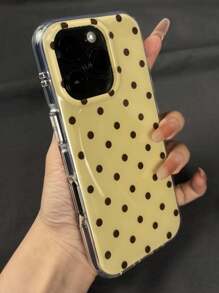 可爱波点亮面果冻防震手机壳，兼容 17 Air 11 12 13 14 15 16 Pro Max，IMD 防震保护套 - 波點 - 查看 2
