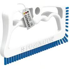 Fuginator - cepillo para polvo de limpieza para azulejos y lechada: cepillo para polvo de limpieza de cerdas de nailon rígido, limpiador de tina y ducha para juntas de piso y costuras de azulejos, - Blanco/Azul - Ver 2