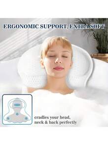Luxury Bath Pillow Non-Slip With Suction Cup For Neck And Back Support 3D Mesh Bathtub Spa Headrest Bathroom Accessories