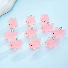 10pcs Glow-In-The-Dark Dinosaur Resin Crafting Accessories, DIY Necklace Earring Keychain Animal Pendant - Multicolor - View 6