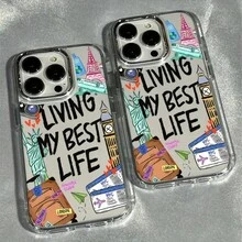 Slogan Cartoon New York City Pattern Soft Silicone Phone Case Compatible With IPhone 16, 16 Pro Max, 16 Plus, 16 Pro, 15 Pro Max, 15 Plus, 15 Pro, 14 Plus, 14 Pro Max, 14 Pro, 13 Pro Max, 13 Pro, 12 Pro, 12 Pro Max, 11 Pro Max, 11 Pro, 11, XS, Anti-Slip For 8 Plus/7 Plus