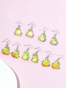 5 Pairs Glow-In-The-Dark Cute Capybara Shape Dangle Earring Set