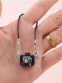 Dollhouse Miniature Model: Vintage Camera, Black & White Handbag, Necklace Accessory, Figurine, Hanging Decor