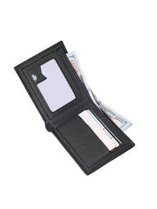 新款男士短款钱包卡包，带钞票夹、证件照相框和多个卡槽，采用高档PU软皮，大容量商务休闲钱包，带文件袋，时尚休闲钞票夹，适合年轻男士，可作为圣诞礼物、复古圣诞包、黑色钱包、男士礼物、新年礼物、情人节礼物。