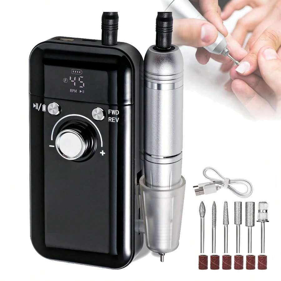 COSYGLOW Professional Portable Nail Drill Machine 45000 Rpm Manicure Machine Strong Nail Drill For Home And Salon, Black - 黑色 - 查看 1