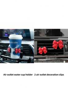 2pcs/Set Bow-Knot Car Air Vent Clip Decor, Fit For Horizontal & Vertical Air Outlet, Auto Interior Accessories - one-size - View 9