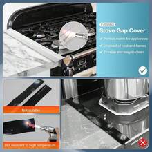 New-2025- 16.5"-33" Stove Counter Gap Covers, Stainls Steel Stove Guard, Cooktop Trim Kit, Stove Gap Guards, Oven Gap Filler, Heat Ristant & Effectively Protect Stove Gap Filler,White(2PCS) - 白色 16.5-33英寸 - 查看 7