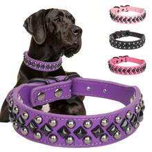 Adjustable Leather Spiked Pet Collar, Punk Style, Anti-Bite Necklace For Medium And Large Pets - Multicolor - View 9