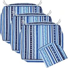 Local Delivery- Outdoor Cushion Slipcovers Waterproof 4 Pack Patio Chair Seat Cushion Covers With Zipper And Tie, 22 X 20 X 4 Inch, Replacement Cover Only - Stripes Blue - View 1