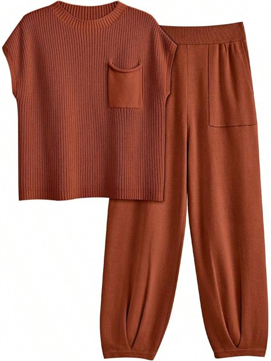Conjunto de 2 piezas de punto para mujer - Óxido - Ver 1