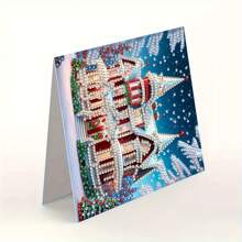 6pcs/Set New Year & Christmas Diamond Painting Greeting Cards, DIY Unique Diamond Drawing Craft Cards Set With 6 Envelopes, Quality Craft Paper Material, Handmade Postcard, Suitable For Christmas, New Year Gifts To Express Warm And Best Wishes
