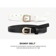 4 Pack Women Belts Jeans Dress Thin Waist Belt Ladies With Gold 0.55 Width, 2025 Style - 黑色+米色+棕色+白色 - 查看 5