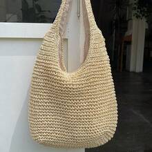 Holiday Style Straw Bag Shoulder Bag Summer Beach Bag - Apricot - View 5