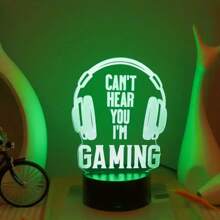 1 peça de luz noturna para fones de ouvido 3D para jogos - alimentação USB, controle por toque, gradiente de 7 cores, design "Estou jogando, não consigo ouvir você", ideal para decoração de sala de jogos ou quarto, presente perfeito para jogadores, iluminação para sala de jogos, decoração moderna para sala de jogos, iluminação LED criativa