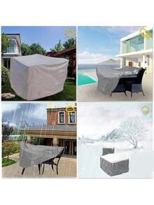 1件牛津布防尘罩，银色防水防晒空调罩，户外花园露台桌椅保护罩，厨房装饰，家居用品 - 銀色 - 查看 2