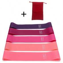 Set de 5 bandas de resistencia con degradado rosa y marcas de peso, bandas de fitness elásticas para entrenamiento de glúteos, sentadillas y entrenamiento de fuerza - Multicolor - Ver 16