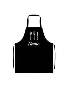 Customized Black Kitchen Cooking Apron, Modern Polyester Oil-Proof Apron, Black Kitchen Apron, Polyester Apron For Garden, Kitchen And Housework Perfe