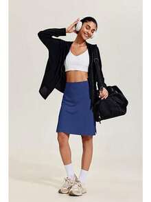 Golf Skirts For Woman With Pockets Silicone Grippers Tennis Skirt Inner Shorts Athletic Pickleball Running Skort - Màu xanh hải quân - Xem 1