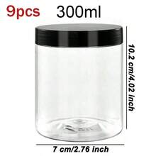 9pcs 7cm Diameter Plastic Storage Jars With Lids, Paints, Creams, Masks, Eye Cream, Face Cream PET Wide Mouth Clear Sample Packaging Bottles, Travel Cosmetics Containers - Black and White - View 17