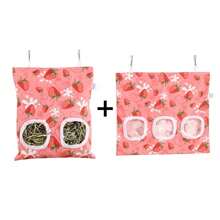 ITANDME Heu-Futterbeutel für Kaninchen mit drei/zwei Löchern, bissfest, Heu-Halter für Meerschweinchen - Große Kapazität & Leicht zu reinigen - Süße Formen kleintier-Futterbeutel für Meerschweinchen, Kaninchen, Chinchillas