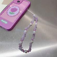 1 件珍珠水晶珠手工手机挂饰/饰品 - 紫色 - 查看 2