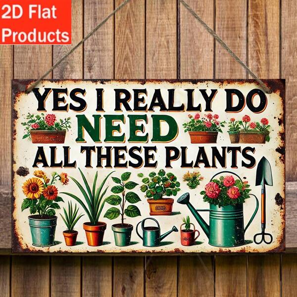 1pc Interesting 2D Flat Garden Decor Vintage Wooden Sign, Suitable For Garden, Bedroom, Home, Outdoor, Hippie Wall Art Hanging Decor