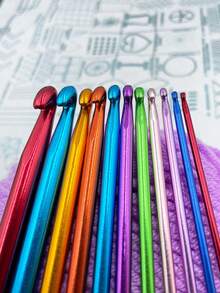 2.0-8.0mm Colorful Afghan Crochet Hooks (Flexible Multicolor, Random Hook Color), 11pcs Different Sizes, 10.63 Inch Length, Suitable For Crochet Art Beginners - Multicolor - View 3